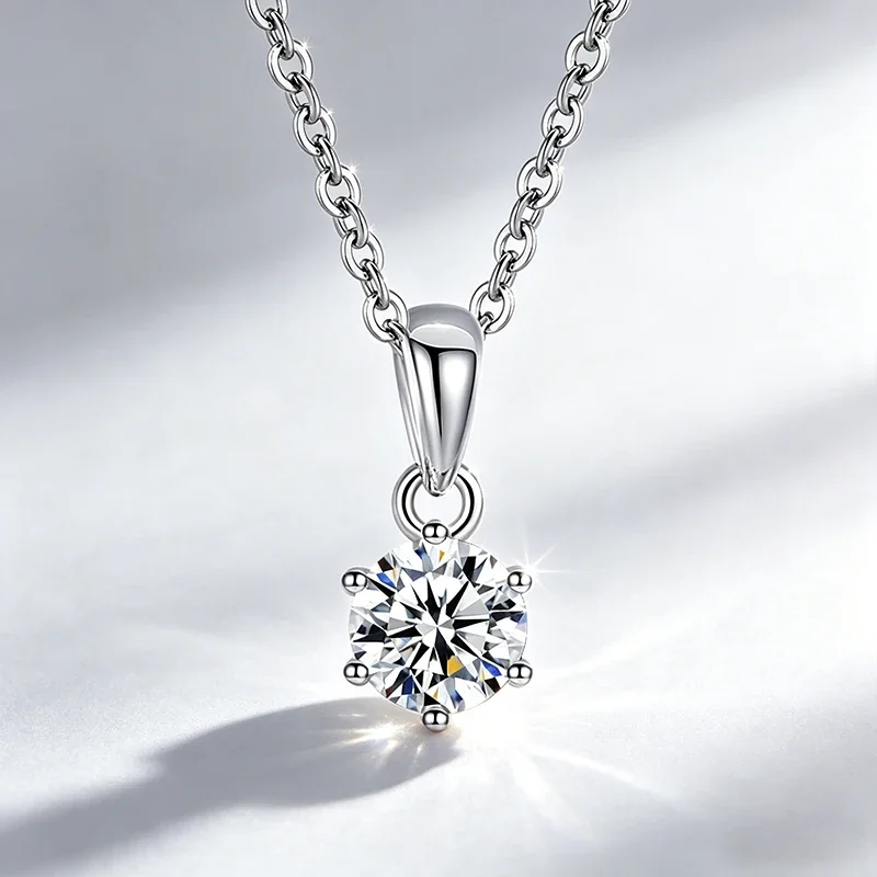 1CT Moissanit S925 Sterling Silber Schmuck mit GRA-Zertifikat Anhänger 1 Karat Halskette Großhandel D VVS Farbe Moissanit Damen – Detail 13