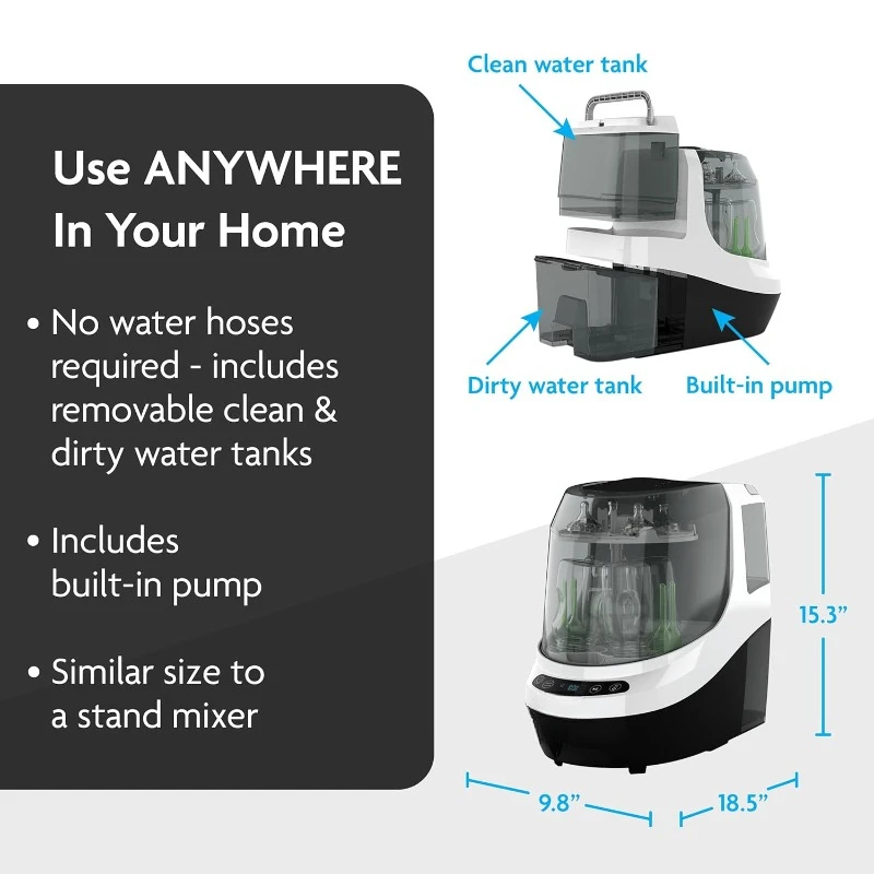 Baby Bottle Washer, Sterilizer + Dryer - All in One Machine Cleans Bottles, Pump Parts, & Sippy Cups - Replaces Hand Washing