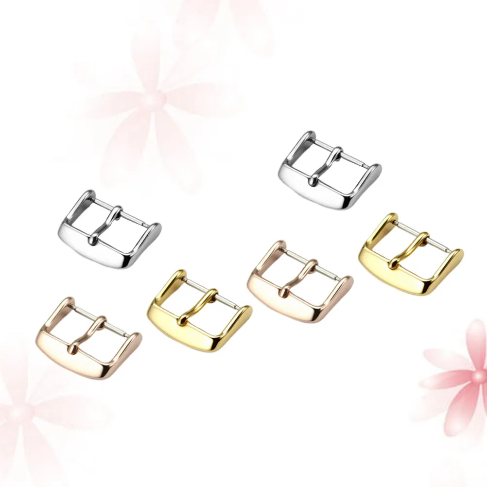 6Pcs Fine Steel Watch Buckle 316L Stainless Steel Electroplate Clasp Easy Install for Watch Bands Silver Golden Rose Gold