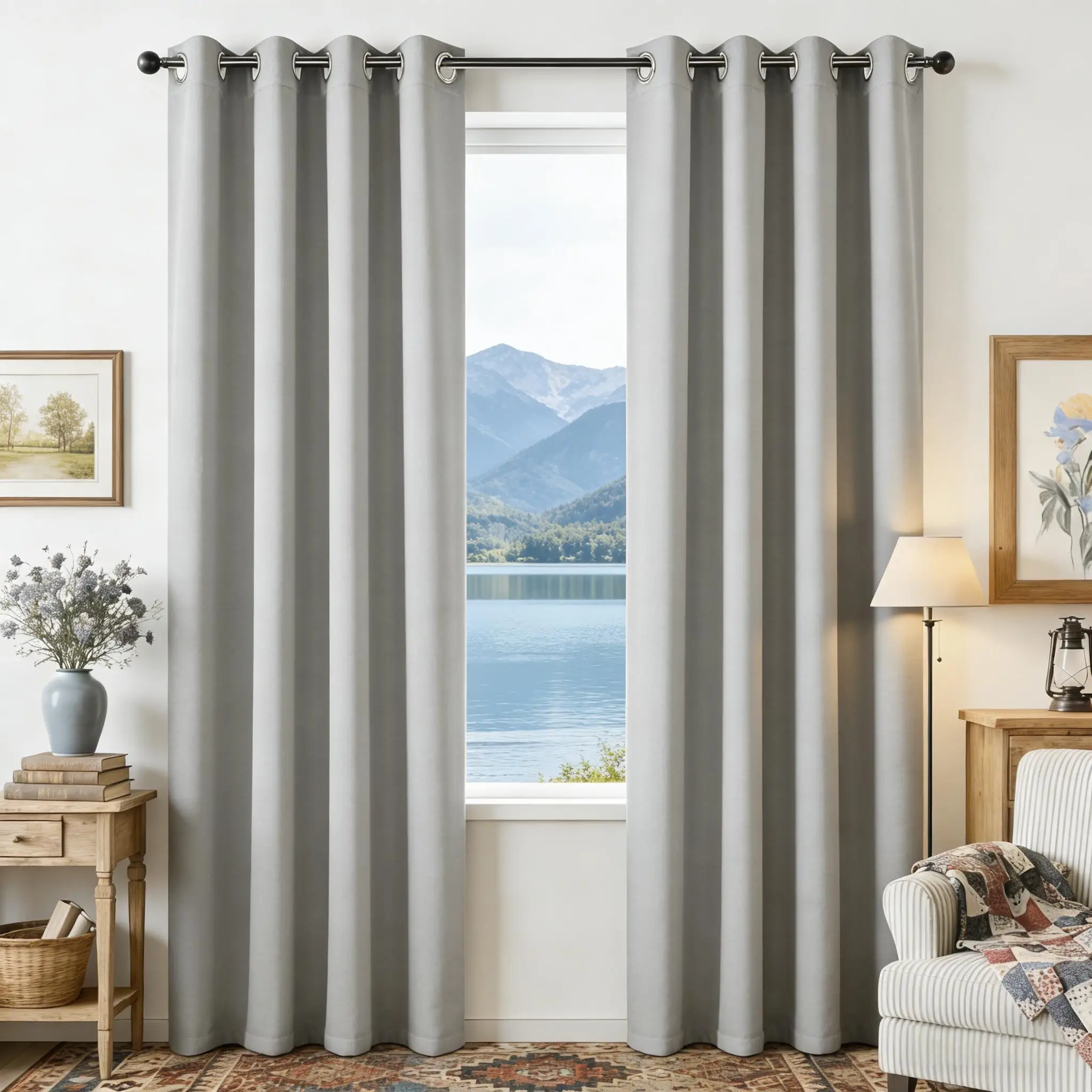 100% Verdunkelungsvorhänge für Schlafzimmer mit Ösen, Wärmeisolierend, Raumverdunkelnd, Lichtundurchlässig, Knitterfreie Vorhänge für Zuhause