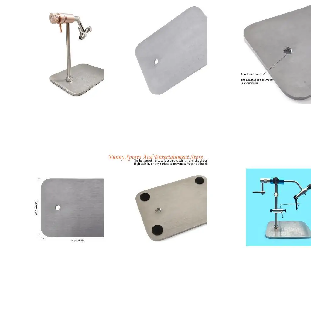 c4deステンレススチールフライタイイングベースベースなし360度回転アシストフックバインディングフライフィッシングアクセサリー