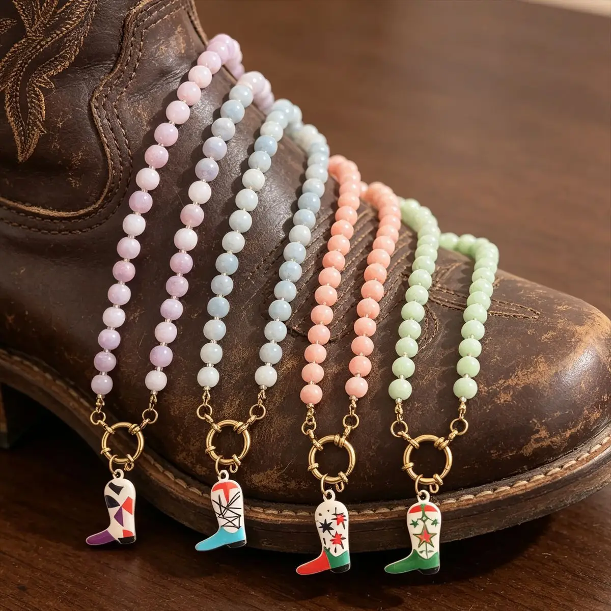 Yori Summer Western Cowboy Boot Handmade Beaded Necklace for Women's Jewelry Making Necklace Accessory