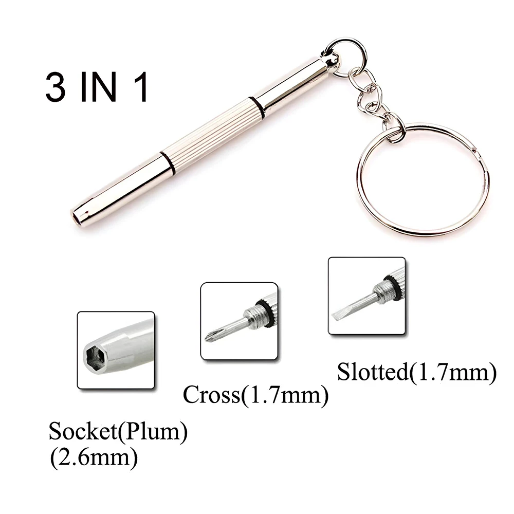

1/3/5PCS Mini Keychain Screwdriver 3in1 Slotted Cross Hex Screw Driver Glasses Phone Watch Repair Keyring Tool