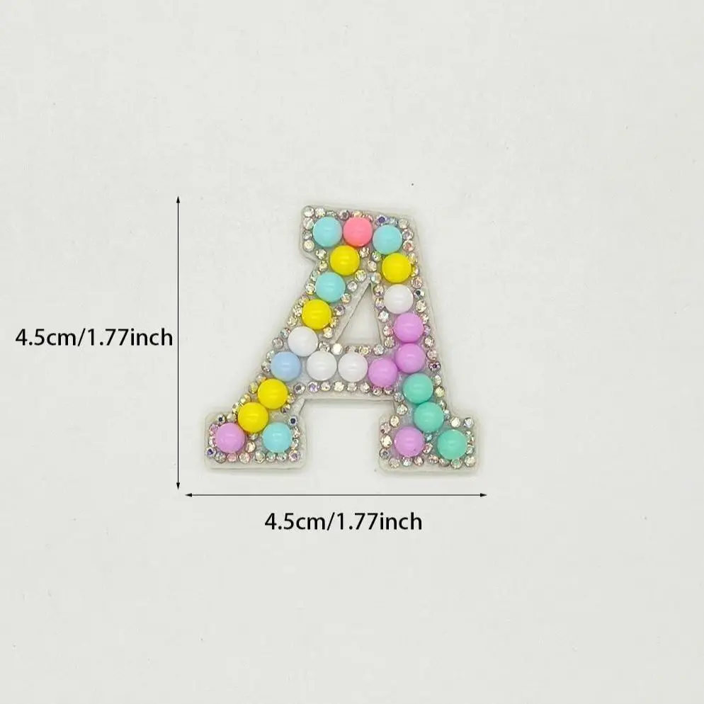 26pcs 1set  A-Z Alphabet Pearl Letter Patches Iron-on Rhinestone Diamond Garment Hats Bags Applique DIY Macaroon Accessories