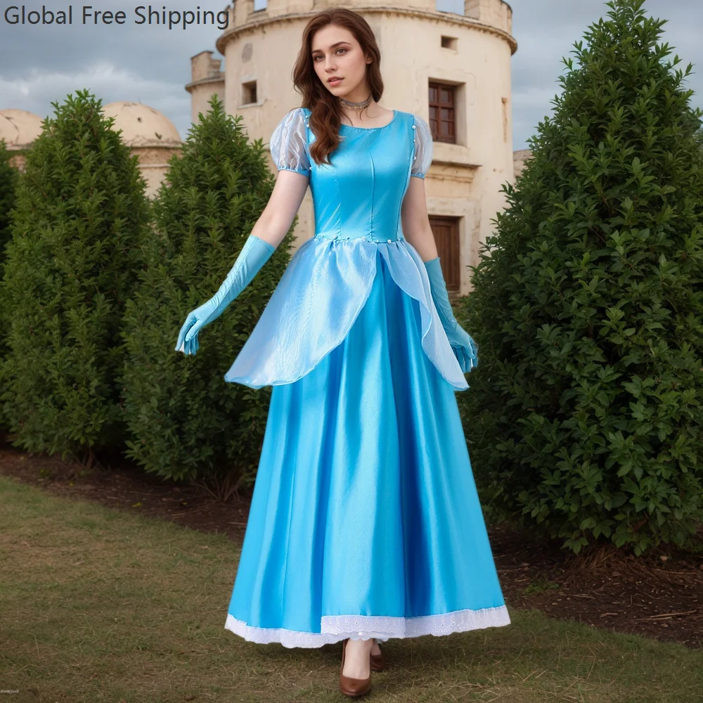 

Halloween Women's Fairy Tale Blue Princess Costume Adult Sexy Goddess Princess Role-playing Long Dress Stage Performance Costume