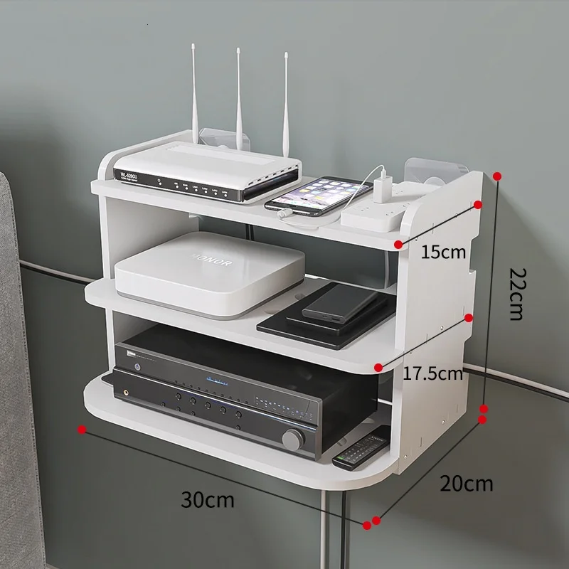 Wall Mount Storage TV Box Router Shelf Set-Top Box Bracket Holder Mini PC DVD Player Stand Rack Aluminum 2/3 Layer Space WF