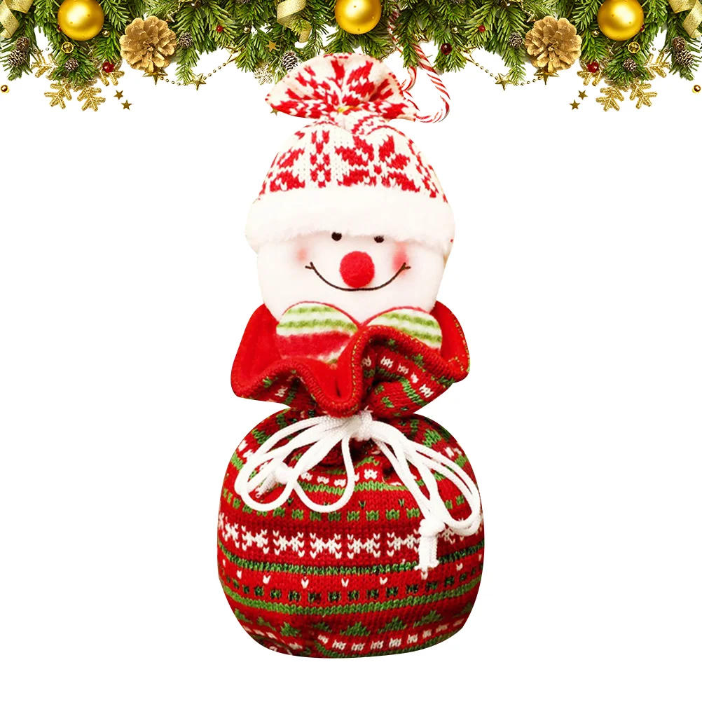 

1PC Portable Knitted Christmas Bags Adorable Gift Bags Kids Candy Storage Bag Hanging Ornament (Snowman)