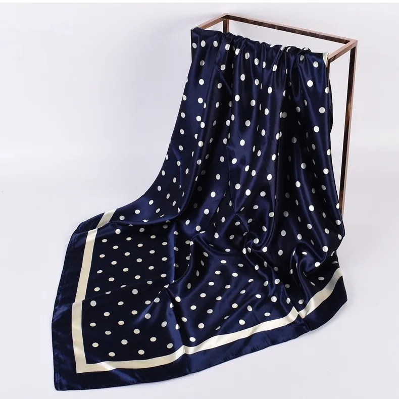 Kopf Schal Frauen Luxus Marke 90 × 90 cm Seide Quadrat Schal Satin Bandana Cheveux Weiche Halstuch Hijab Haar schals Für Damen – Detail 10