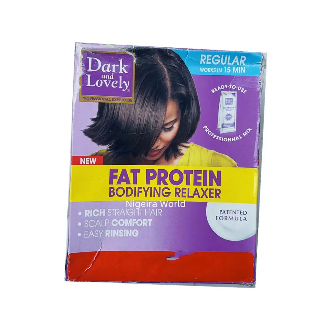 Dark and lovely fat protein bodifying hair relaxer regular 1 sachet