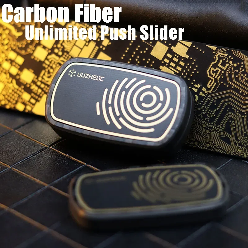 JUZHEDC Carbon Fiber Push Card Unlimited Pop Coin Juzhen Edc Slider Fidget Spinner Juzhen Slider