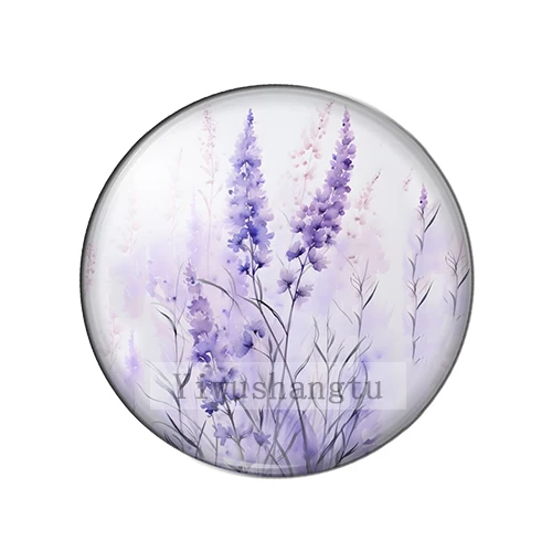 Pure purple lavender flowers Art Paintings 8mm/12mm/20mm/25mm Round photo glass cabochon demo flat back Making findings