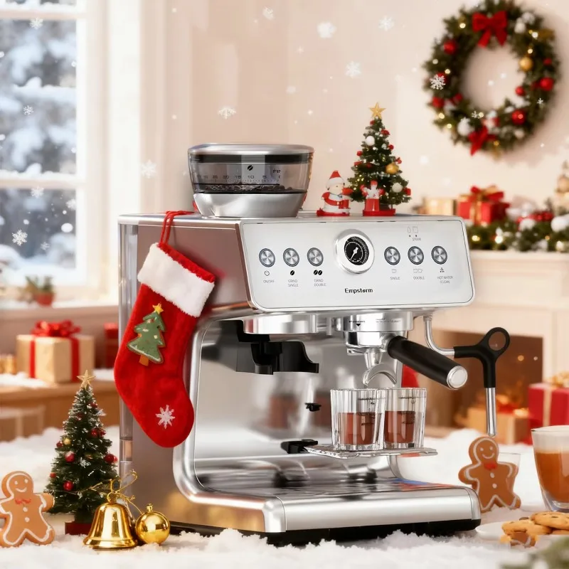 Professional Barista Semi Automatic Espresso Coffee Machine with Grinder Stainless Steel 20 Bar Pressure for Hotel RV