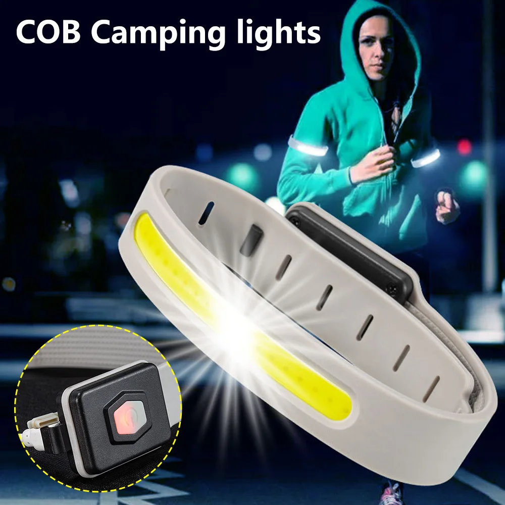 LED Wrist Lamp Night Running Armband LED Light Cycling COB Glowing Warning Arm Light for Hiking Camping Fishing Flashlight