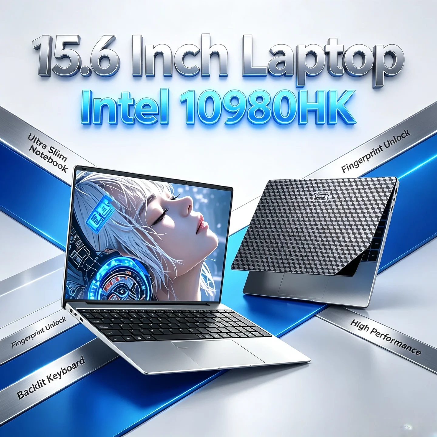 Intel Core i9‑10980HK 8C16T 4.8GHz Turbo 15.6 Inch Ultra Slim Laptop 2.3GHz Base Fingerprint Backlit Keyboard High Performance