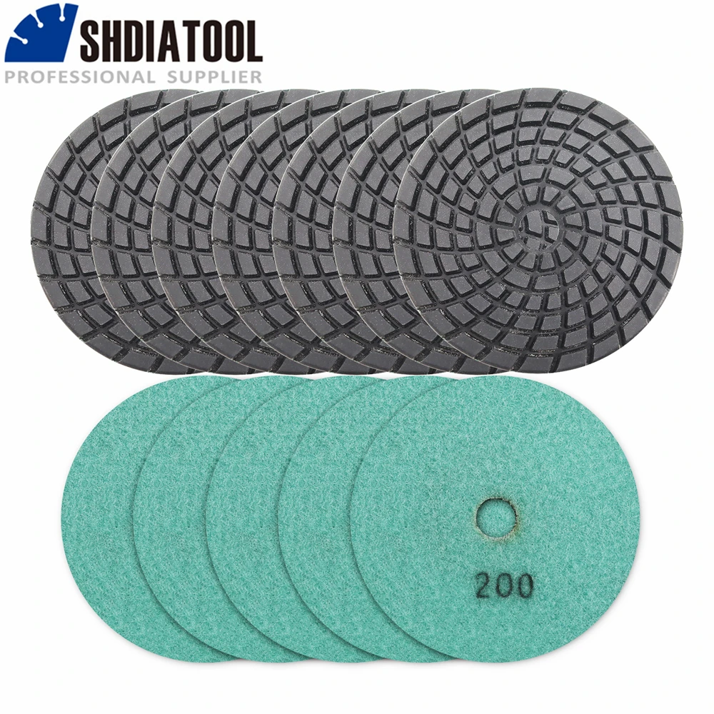 

SHDIATOOL 12pcs 4inch Diamond resin bond concrete polishing pads #200 Renew Sanding Thicknees 6mm Wet Grinding Discs