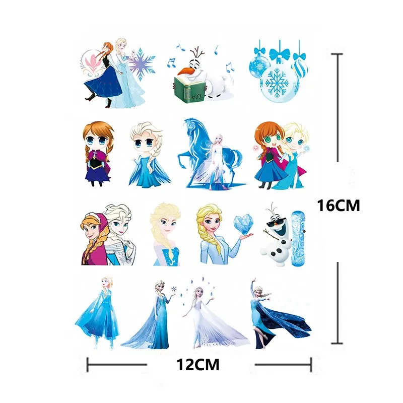 4Pcs/set Disney Frozen Elsa Princess Temporary Tattoo Stickers Cartoon Snowman Snowflake Tattoo For Kids Birthday Party Gifts