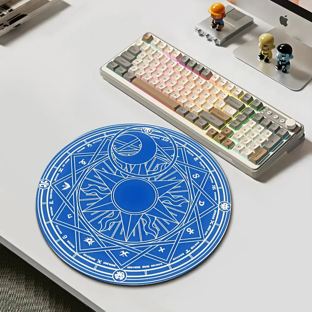 

HYBXAXC Mystic Sun Moon Pentagram Magic Circle Print Mouse Pad Non Slip Rubber Base Waterproof Occult Astrology Pattern Keyboard