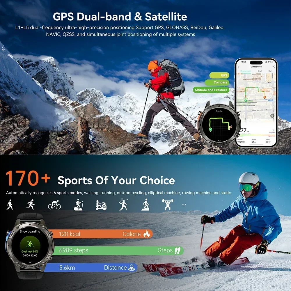 2025 nowy oryginalny Premium GPS SmartWatch 5ATM wodoodporny zegarek Ultra HD AMOLED wbudowany kompas GPS BT Call dla HUAWEI SmartWatch