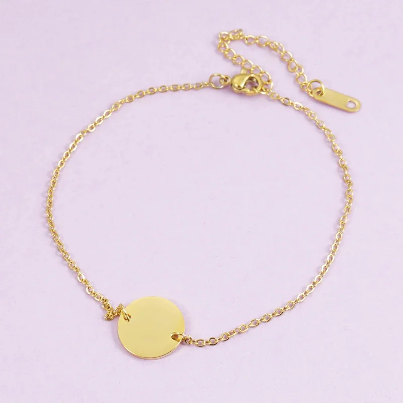10 Pcs Set 15/20/25mm 304 Stainless Steel Mirror Circular Pendant Adjustable Bracelet Suitable for Giving Children Jewelry Gifts