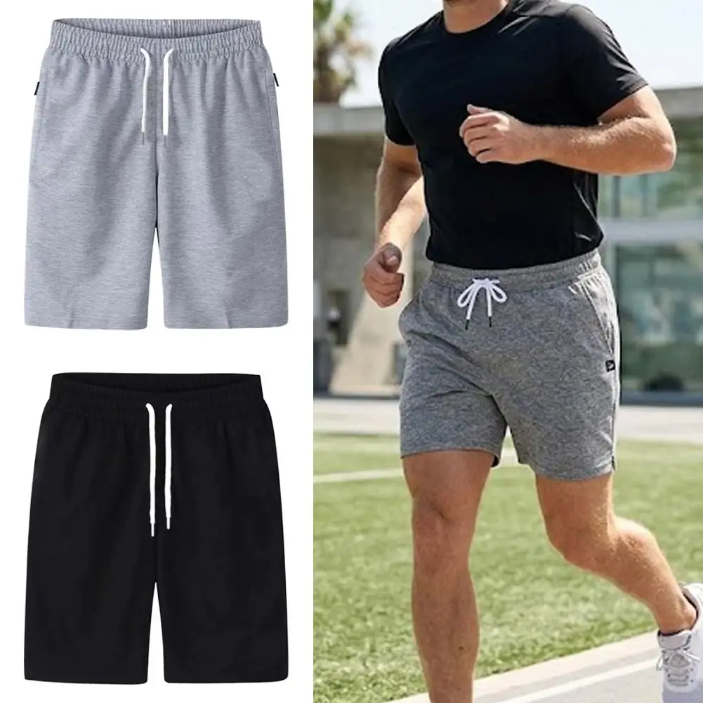 Mens Sports Pocket Solid Drawstring Board Trunk Beach Short Pants Shorts Summer Thin Trousers Zippered Pocket Loose Sweatpants