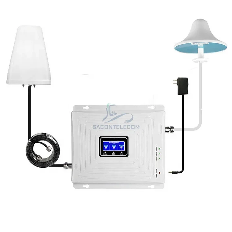 Best Price 2G 3G 4G Triple Band Repeater With Antennas And Cables Network Cell Phone Signal Booster Amplifier