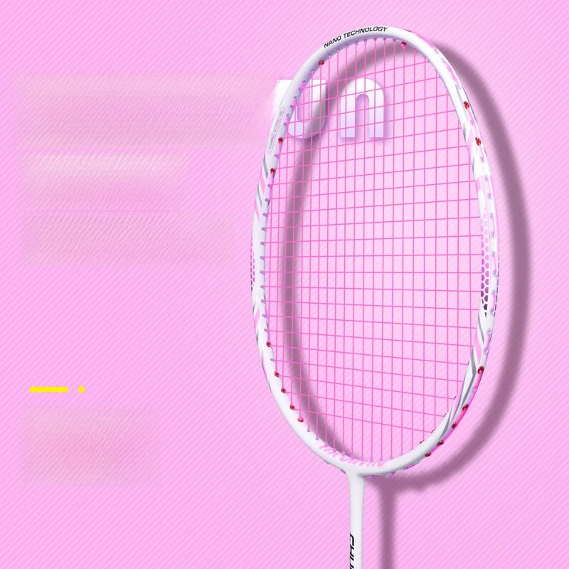 ultra-light-carbon-fiber-badminton-racket-for-women-pink-single-racket-easy-to-handle-speed-type-suitable-for-beginners