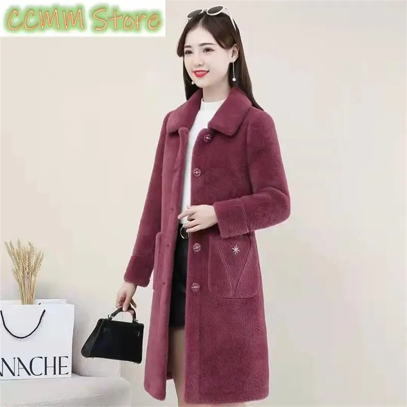 

Long Imitation Mink Velvet Fur Coat Women's New Thick Woolen Coat Temperament Female Women Winter Warm Faux Fur Coat