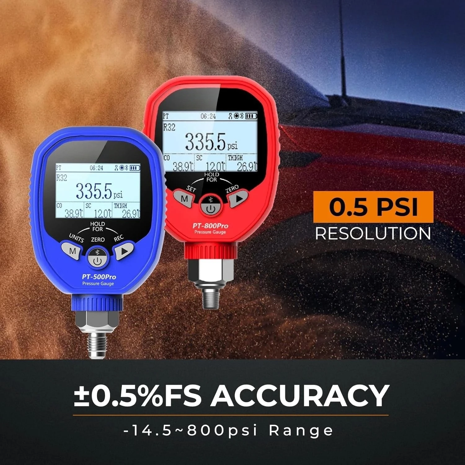 

High Accuracy Smart Digital Pressure Gauge – Wireless HVAC Refrigeration Manifold Gauge Set PGW-500/800 for AC & Refrigerant