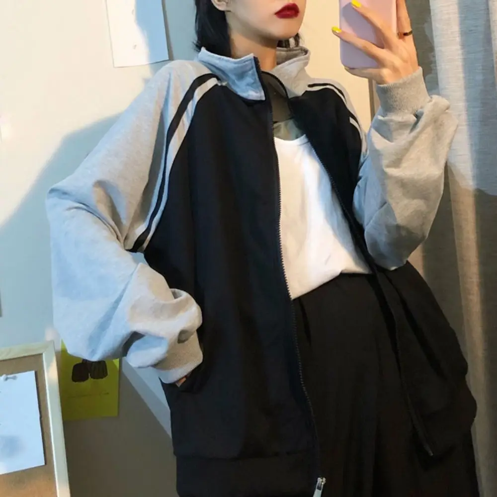 

Fashion Lapel Collar Long Sleeved Hooded Y2k Sweet Retro Sweatshirts for Women Loose Clothing Baseball Jersey Top Spring Autumn