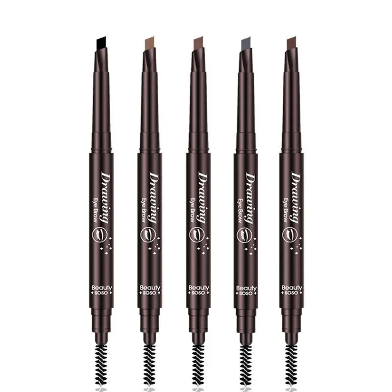 Waterproof Eyebrow Pencil for Women Double-headed Eye Brow Pen with Eyebrow Brush Makeup Cosmetic Beauty Tools 5 Colors