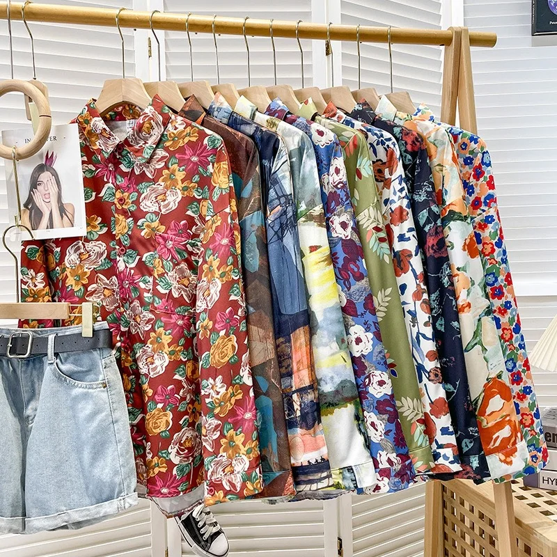 

Свободная рубашка с цветочным принтом для женщин, модные Camisas Mujer, осенние топы с длинными рукавами, футболка, повседневная одежда, женская блузка, рубашка Blusas