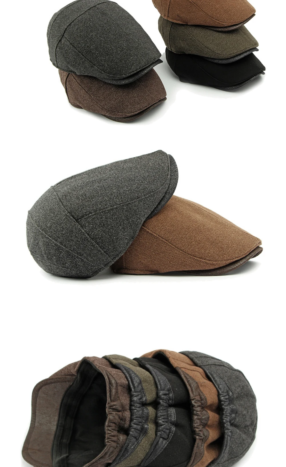 HT4941 Herren- und Damen-Baskenmütze für Frühling, Herbst und Winter, Vintage-Stil, verstellbare Ivy-Flatcap, mit Fleece gefütterte Baskenmütze für Männer und Frauen – Detail 2