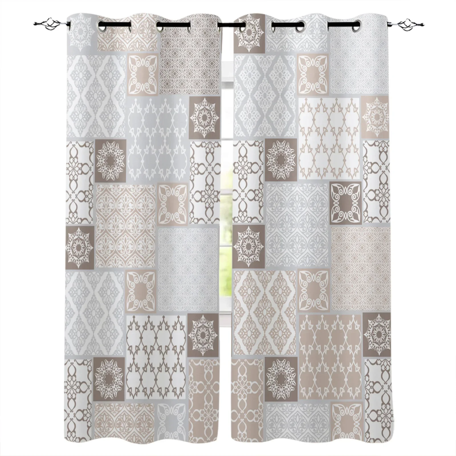 Moroccan Geometric Checks Blackout Curtains Window Curtains For Bedroom Living Room Decor Window Treatments