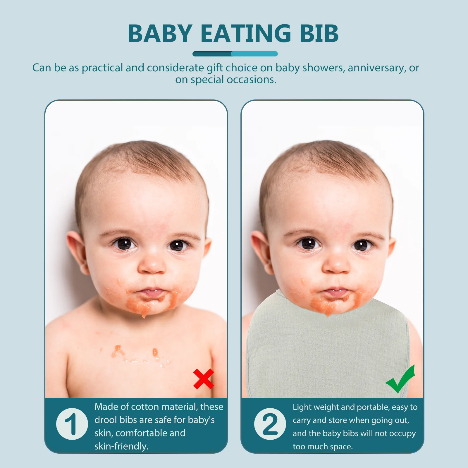 

5 шт. детские нагрудники из хлопка для малышей, U-образная бандана для новорожденных, тонкая текстура, мягкая, легкая, портативная, защитная для девочек