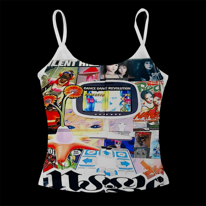 Women clothes Y2k Tops Baby Tees Aesthetic Emo Summer Tops Streetwear Gothic Harajuku Graphic Cartoon T-shirt Vintage Crop Tops