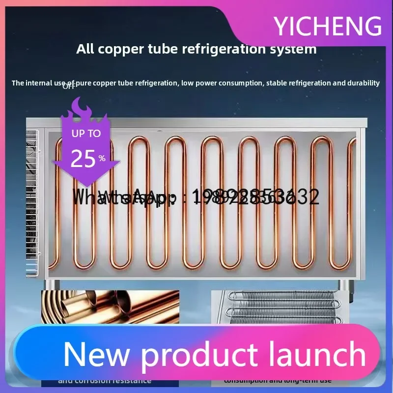 H23 Stainless Steel Freezer Stall Countertop Display Cabinet BBQ Refrigerated Freezer Desktop Small Fresh-keeping Cabinet