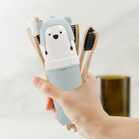 Cartoon Bear Toothbrush Holder Portable Travel Case Pink Plastic Dental Storage Box for Kids Bathroom Accessories Toothpaste