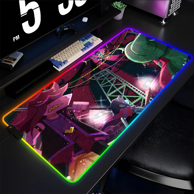 RGB Mouse Pad Anime LED PC Computer Gamer D-deltarune Extended Desk Mat Gaming Accessories Laptop Kawaii Mousepad Keyboard Pad