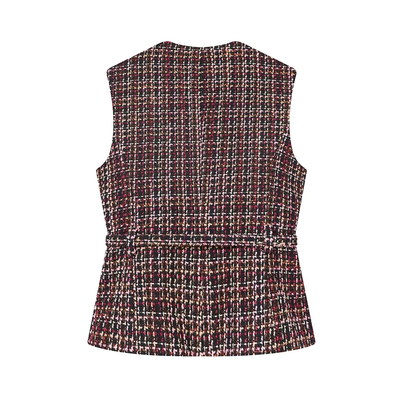 YENKYE printemps 2026 femmes col rond sans manches avec ceinture texturée gilet Chic dame élégant hauts