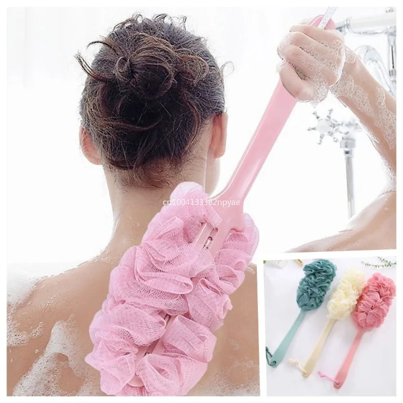 

Щетка для ванны с мягкой щетиной и длинной ручкой. Самодостаточное чистящее средство для спины. Цветок для ванны. Прочные аксессуары для купания. Скруббер для тела.