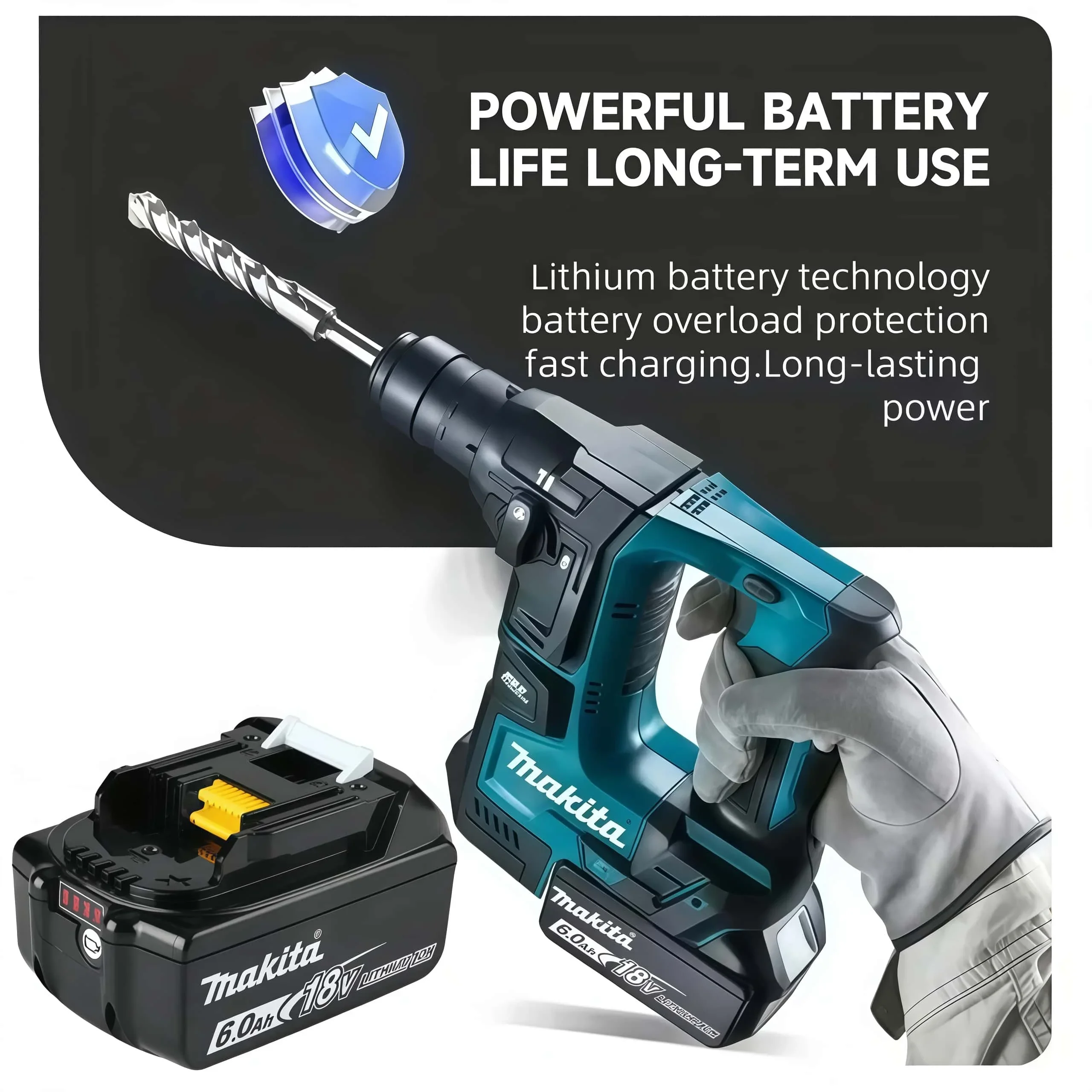 100% Genuine Makita Rechargeable 18V Battery Makita 6000mAh Replaceable BL1860 BL1850B Series High-Capacity Power Tool Battery - view 6