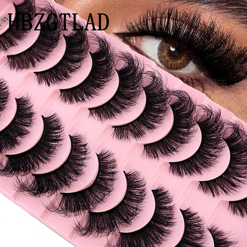 New 10Pairs 3D Super Fluffy False Eyelashes Wispy Faux Mink Eyelashes Cat Eye Dramatic Lashes Eyelash Extension Makeup maquiagem