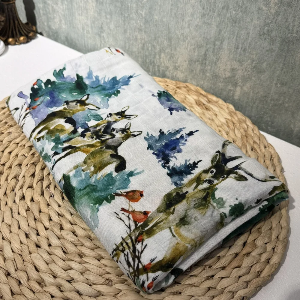 Rabbit 120x120cm Baby Swaddle Blanket Soft Newborn Wrap 70% Bamboo 30% Cotton Muslin Swaddle Blankets for Comfort And Style