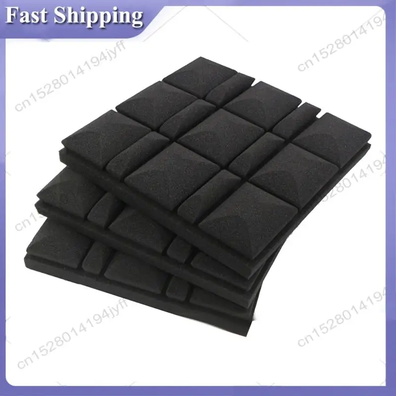 

-ABDH 12 PCS Acoustic Panels Sound Absorbing Proofing Wall Insulation Cotton Soundproof Black 30X30x5cm