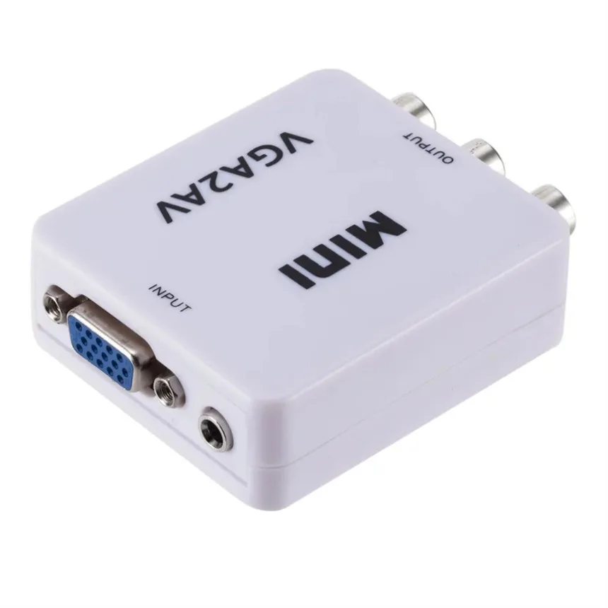HD 1080P Mini VGA to AV RCA Converter Adapter with 3.5mm Audio Support  VGA2AV RCA Converter PC to TV HD Computer to TV - view 6