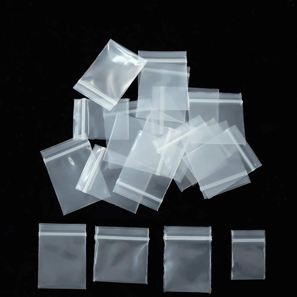 50Pcs Transparent Mini Plastic Storage Bags Resealable Self Sealing Pouch For Jewelry Display Small Business Packaging Wholesale