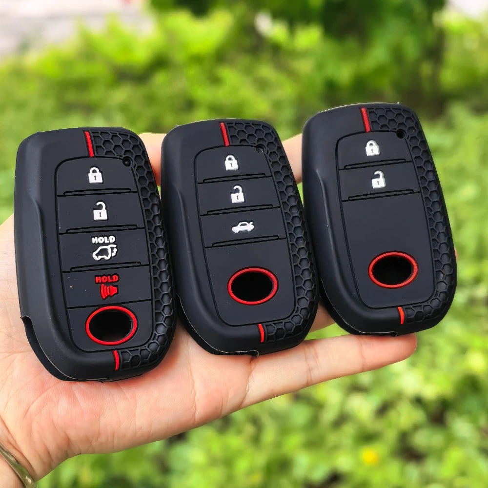 Capa de silicone para chave remota de carro, para toyota chr hilux fortuner land cruiser 200 camry corolla coroa rav4 highland