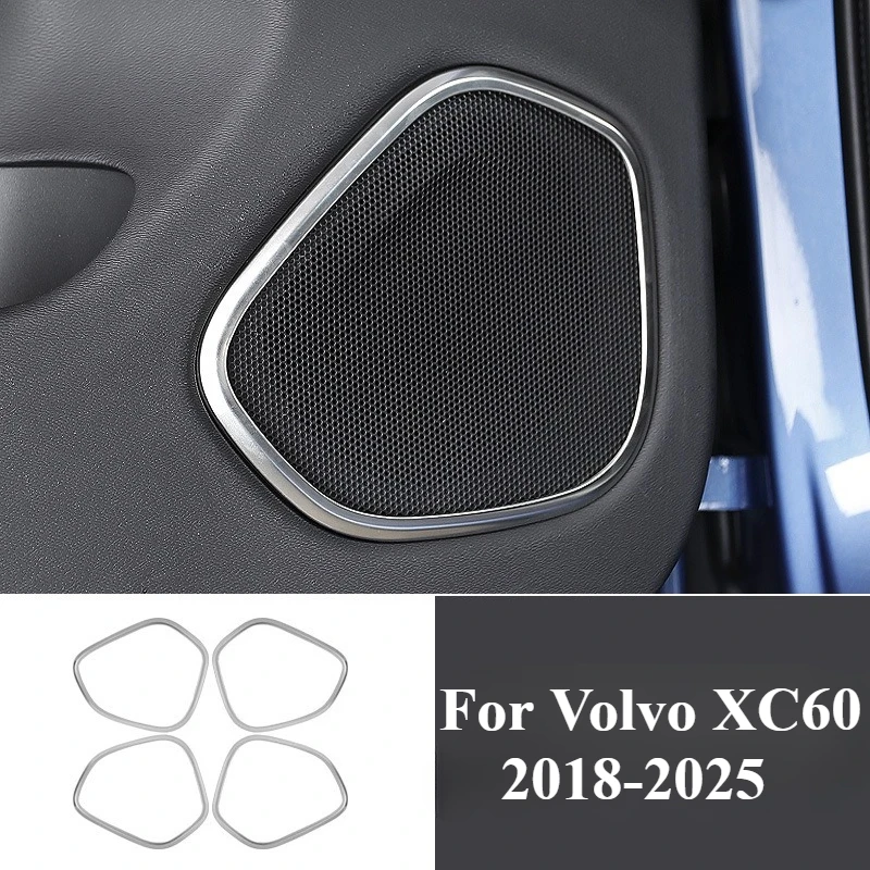 

4PCS Stainless Steel Car Door Sound Frame Trim for Volvo XC60 2018-2025 Speaker Ring Stickers,Interior Accessories
