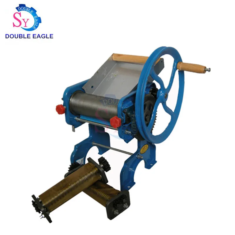Máquina laminadora de masa con doble cuchillo, mano con rodamiento 150-4, máquina de prensado Manual para el hogar, equipo para hacer Pasta, piel de bola de masa azul