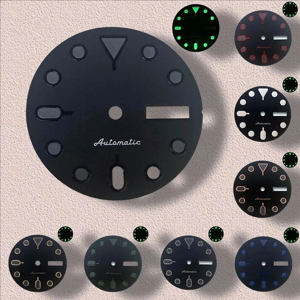 

28.5mm High Quality SKX007 SS Logo NH36 Dial Suitable For NH36 Movement Green Luminous NH35 Watch accessories Watch repair